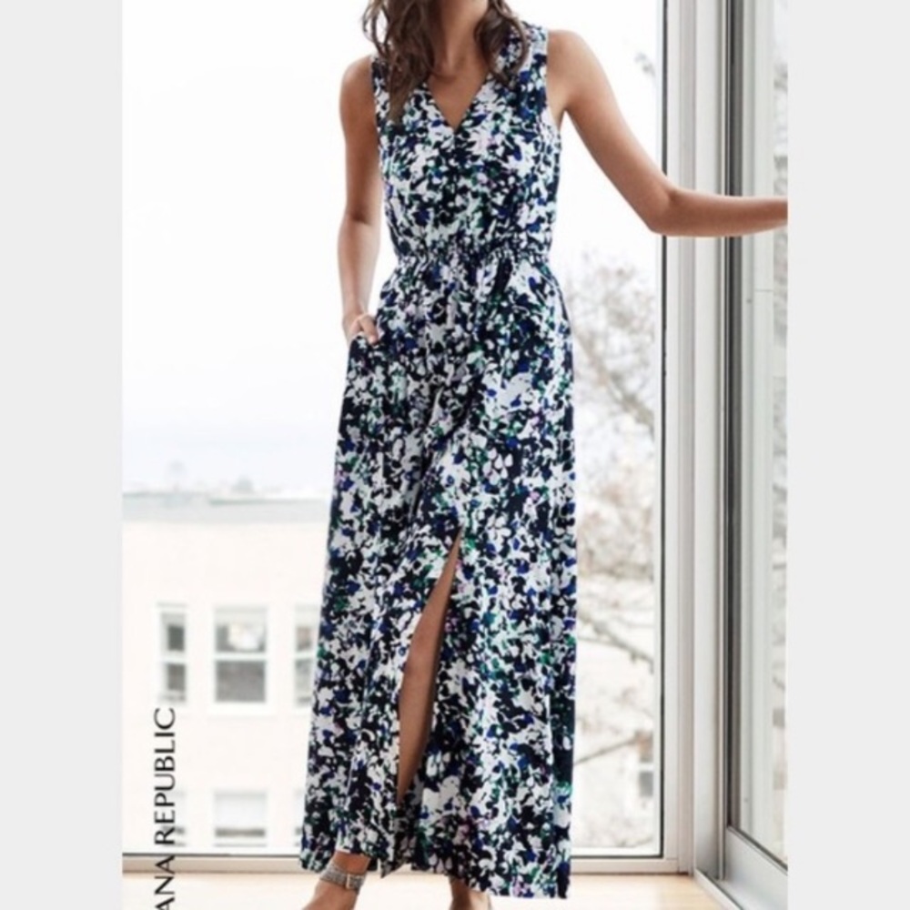 Banana Republic Blue Floral Maxi Dress